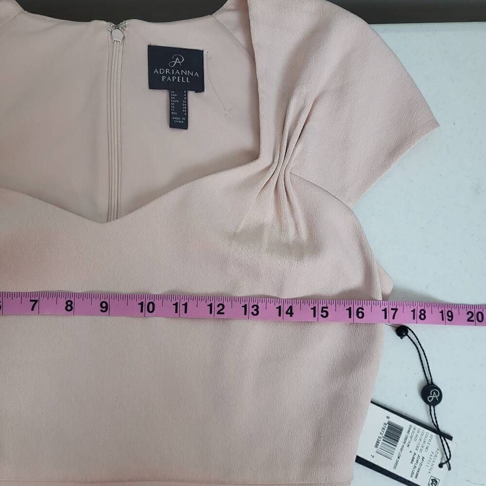 NWT Adrianna Papell High Low Dress Pink Size 4 Divine Crepe Formal Sweetheart - Picture 7 of 8